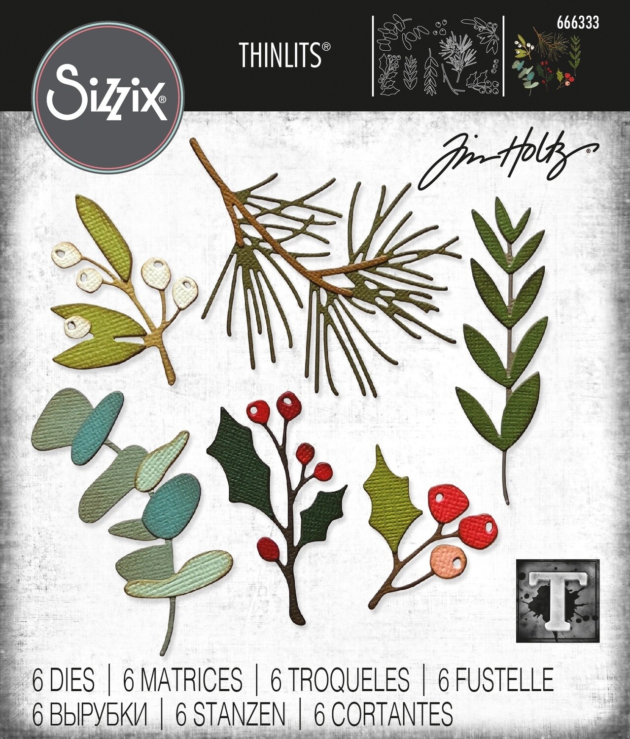 Tim Holtz Sizzix Thinlits Die Festive Gatherings 6/pkg