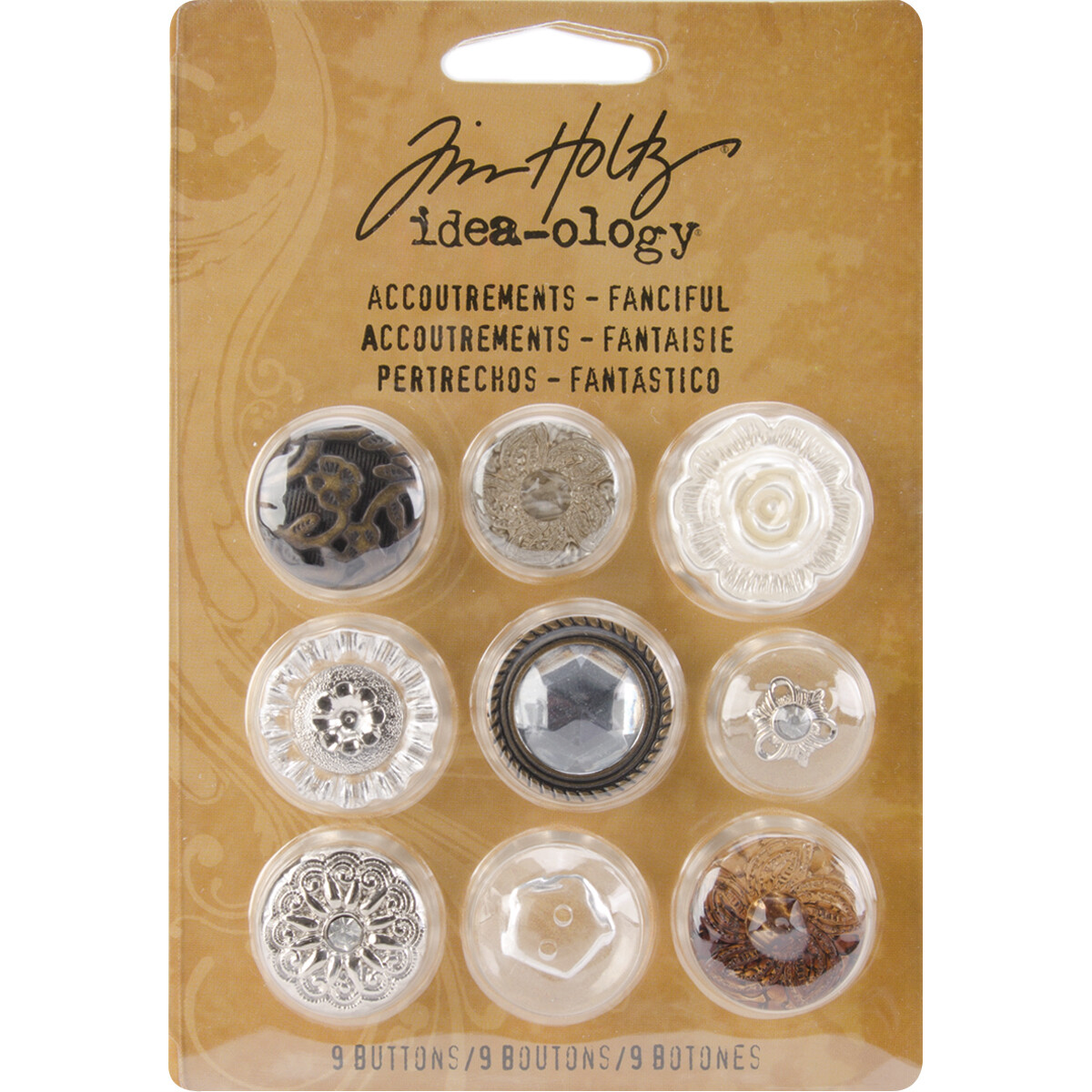 Tim Holtz Idea-ology Accoutrements Fanciful Buttons 9/pkg