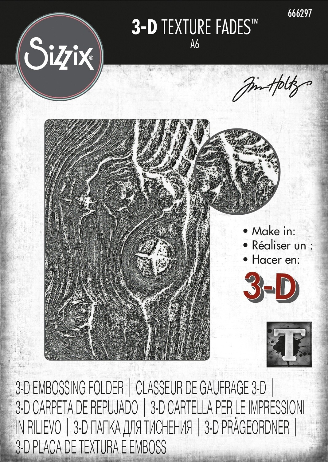 Tim Holtz Sizzix 3-D Texture Fades Woodgrain
