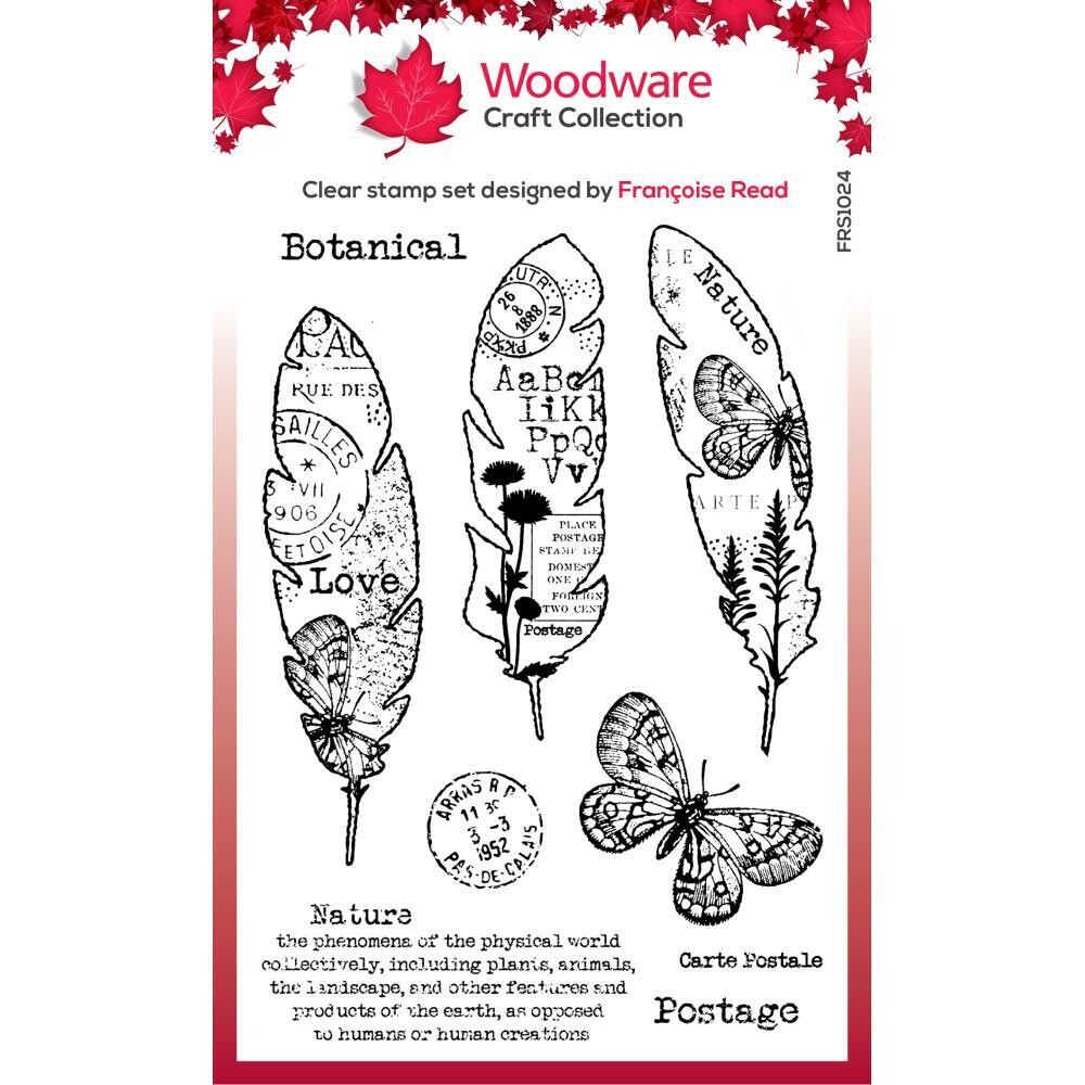 Woodware Craft Collection Clear Stamp Set Paper Feathers 9/pkg