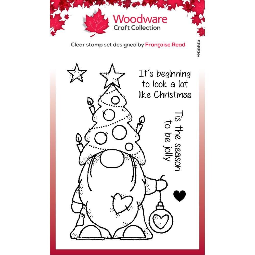 Woodware Craft Collection Clear Stamp Set Christmas Tree Gnome 5/pk