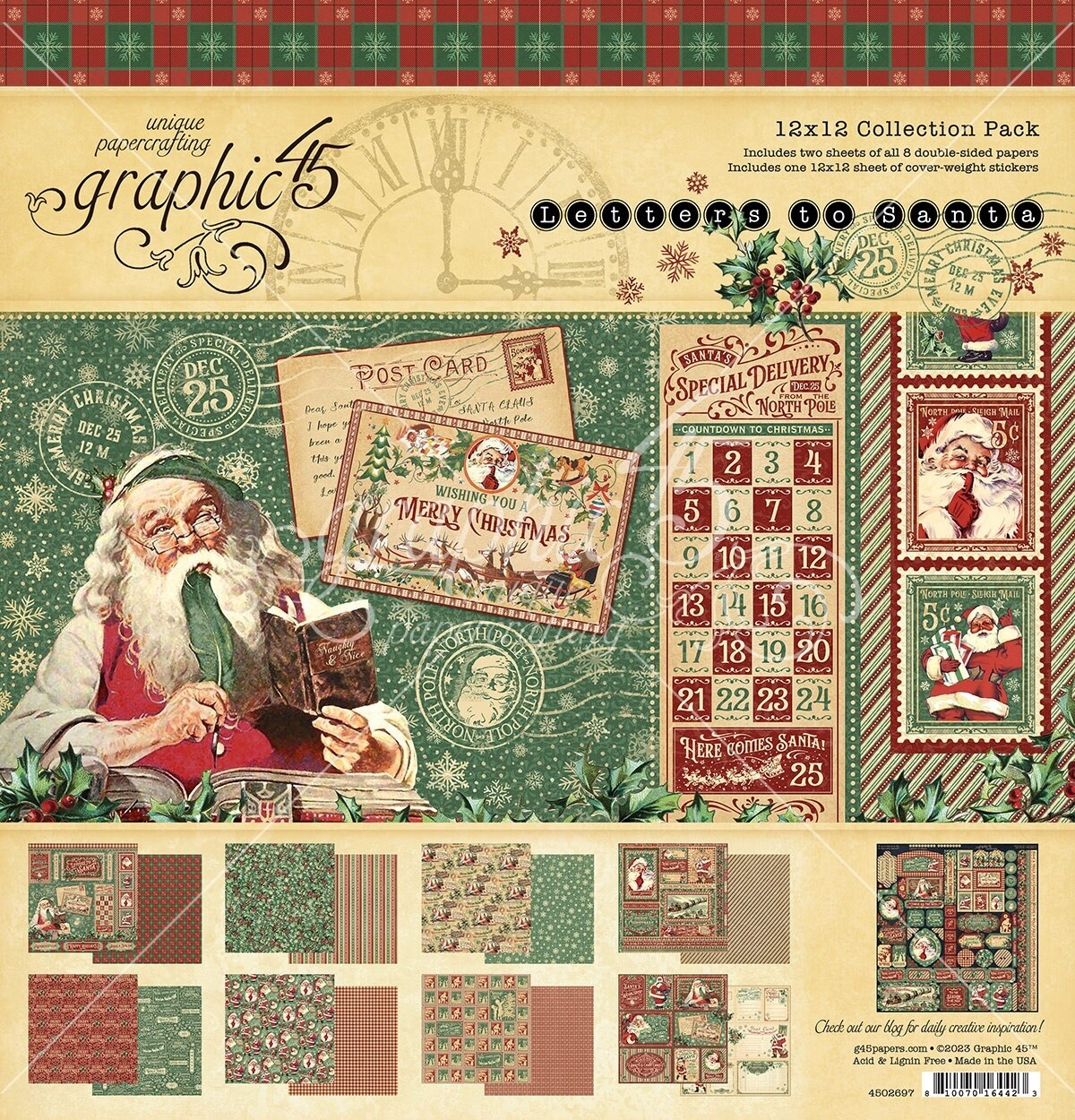 Graphic 45 Collection Pack 12&quot;X12&quot; Letters To Santa W/Stickers