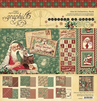 Graphic 45 Collection Pack 12"X12" Letters To Santa W/Stickers