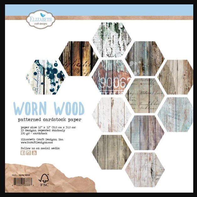 Elizabeth Craft Double-Sided Cardstock Pack 12&quot;X12&quot; 12/Pkg Worn Wood