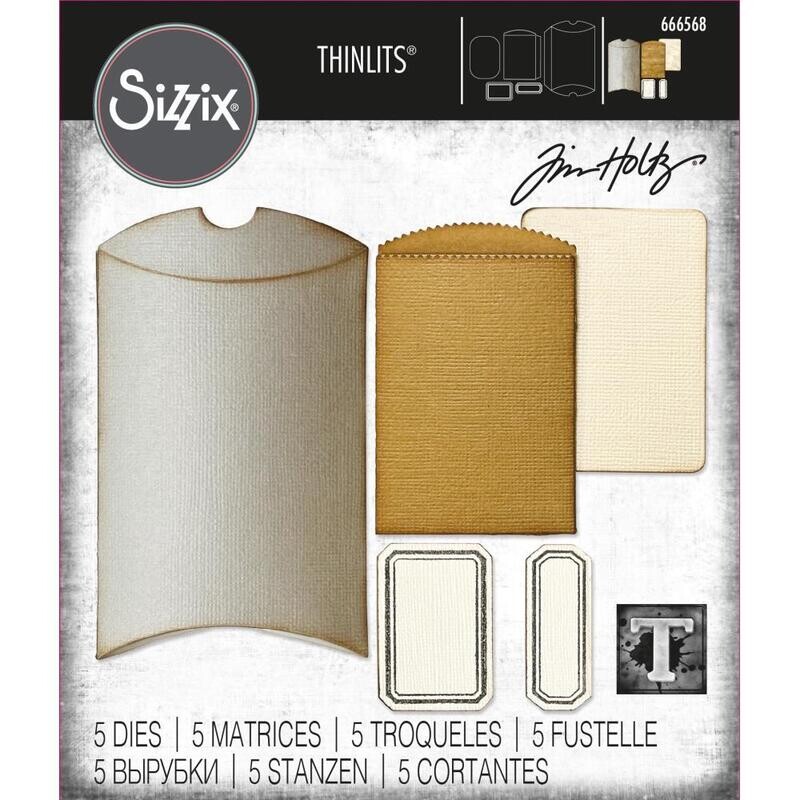 Tim Holtz Sizzix Thinlits Dies Vault Pillow Box + Bag