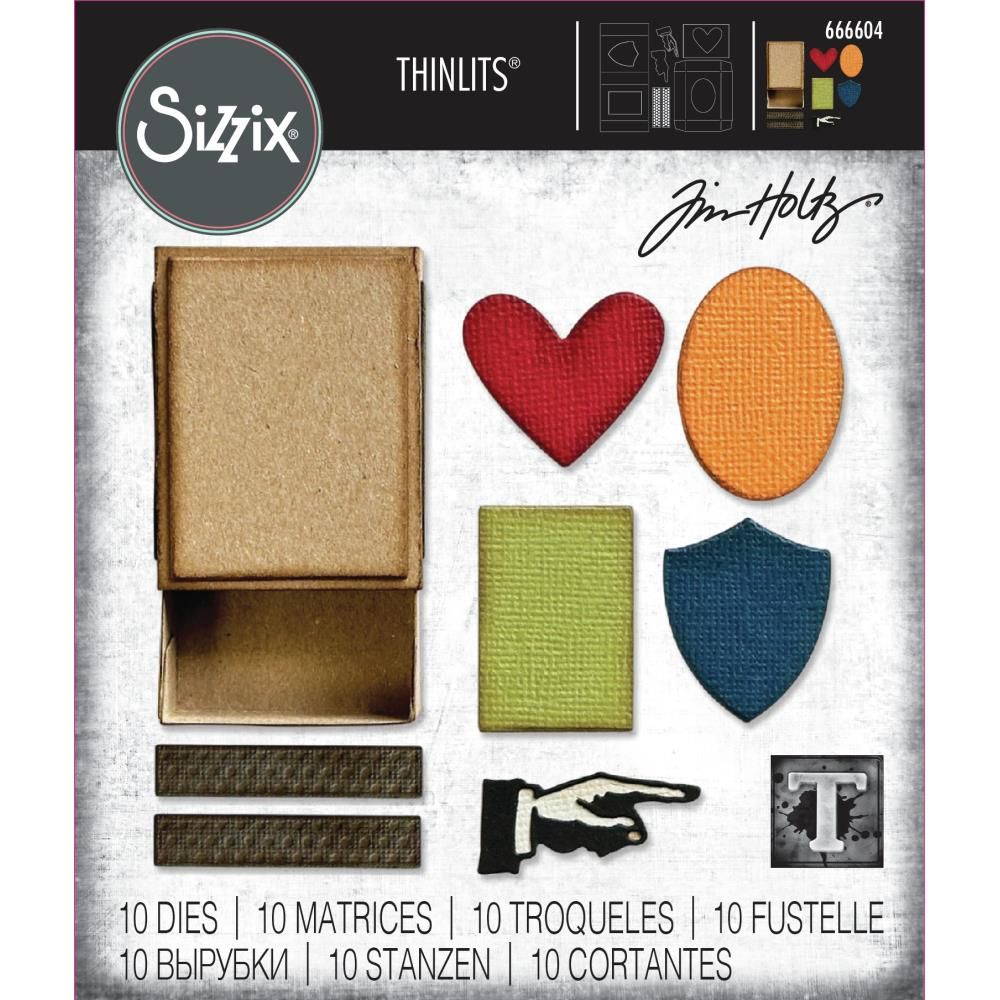 Tim Holtz Sizzix Thinlits Die Vault Matchbox 10/pkg