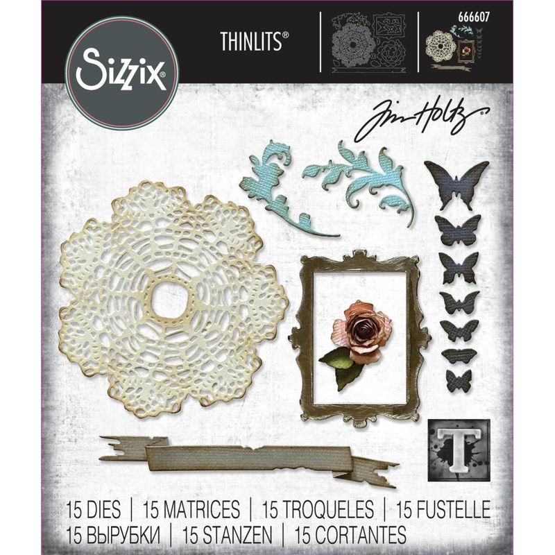 Tim Holtz Sizzix Thinlits Die Vault Boutique 15/pkg