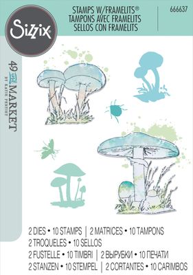 49 and Market Stamps with Framelits - Painted Pencil Mushrooms