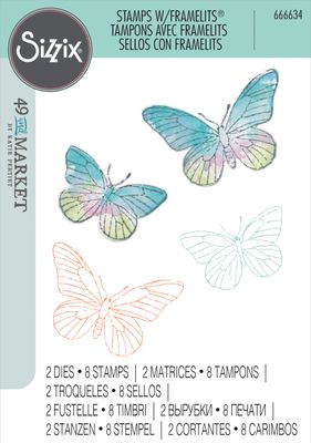 49 and Market Stamps with Framelits - Painted Pencil Butterflies