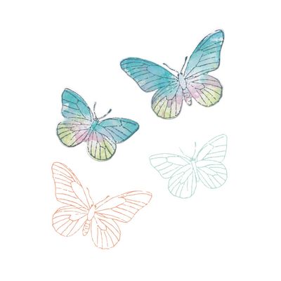 49 and Market Stamps with Framelits - Painted Pencil Butterflies