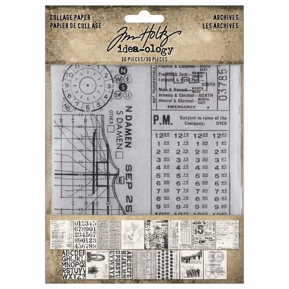 Tim Holtz Idea-ology Collage Paper Archives 30/Pkg