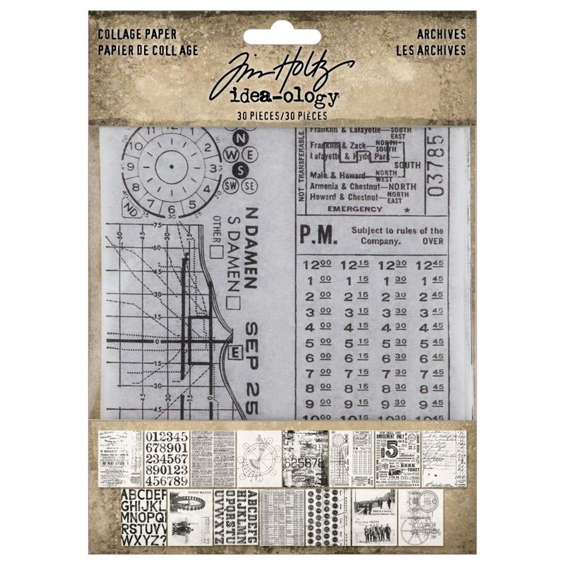 Tim Holtz Idea-ology Collage Paper Archives 30/Pkg