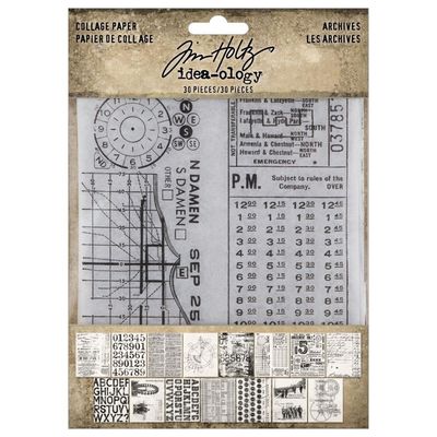 Tim Holtz Idea-ology Collage Paper Archives 30/Pkg