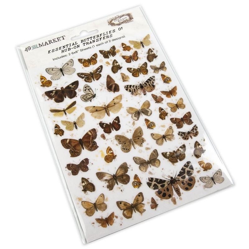 49 and Market Vintage Bits Rub-on Transfers - Butterflies 01