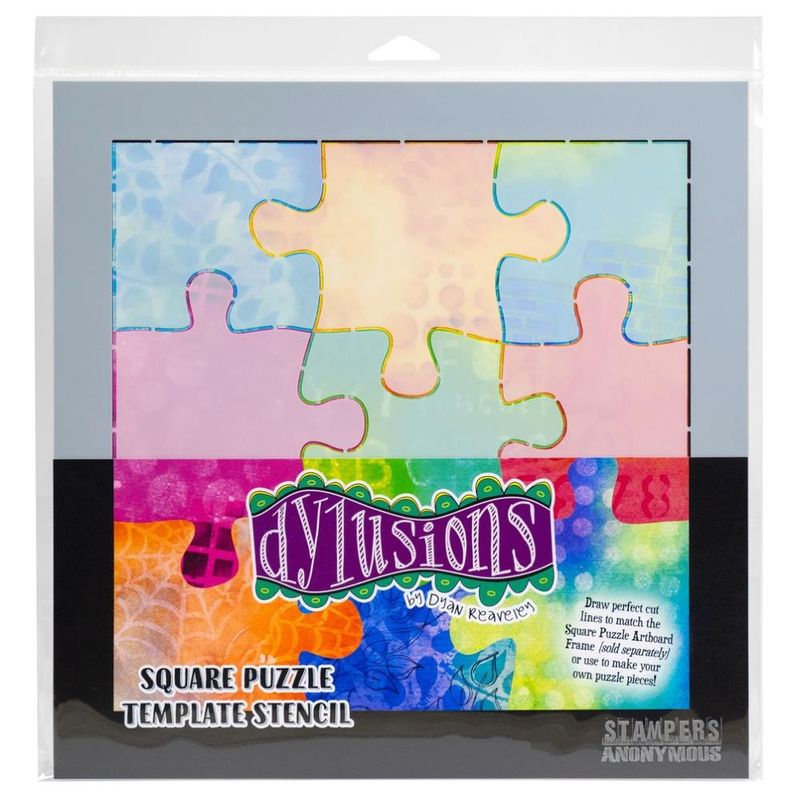 Dylusions Square Puzzle Template Stencil 12x12