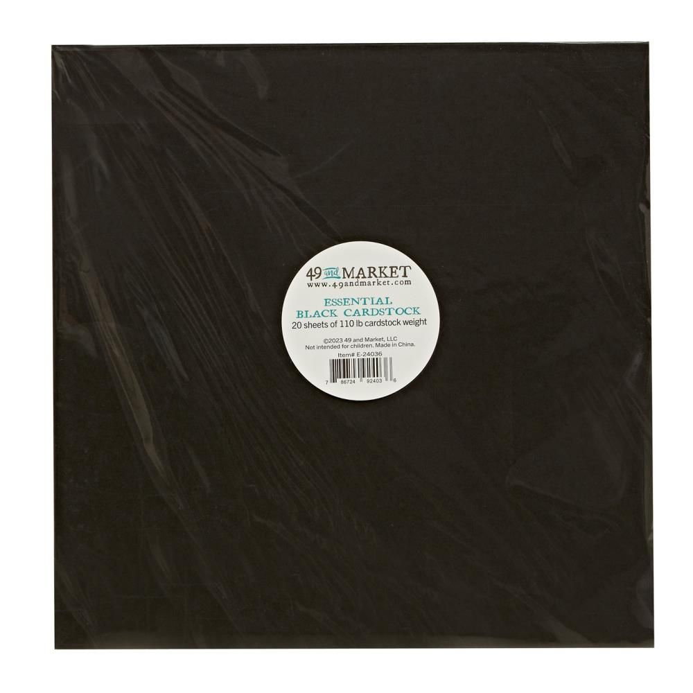 49 and Market Cardstock Black 20/pkg