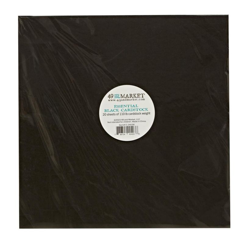 49 and Market Cardstock Black 20/pkg