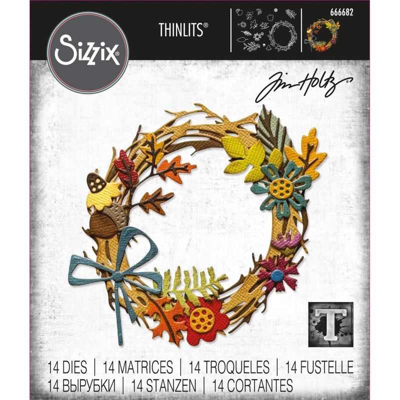 Tim Holtz Sizzix Thinlits Die Vault Foliage Wreath 14/pkg