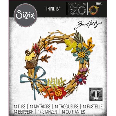 Tim Holtz Sizzix Thinlits Die Vault Foliage Wreath 14/pkg