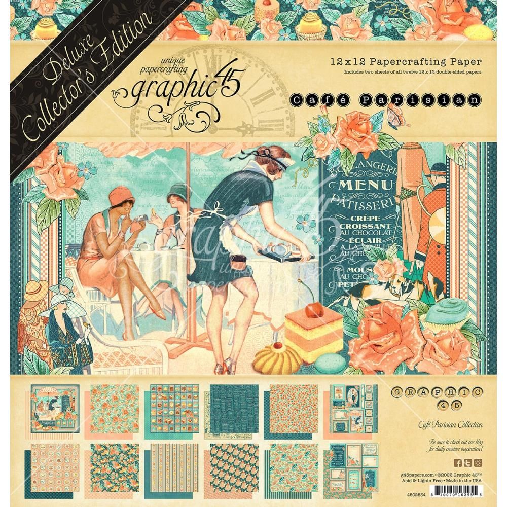 Graphic 45 Cafe Parisian Deluxe Collector&#39;s Edition Pack 12&quot;X12&quot;