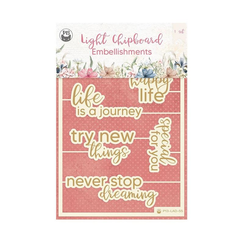 P13 Light Chipboard Embellishments 4x6&quot; - Assorted