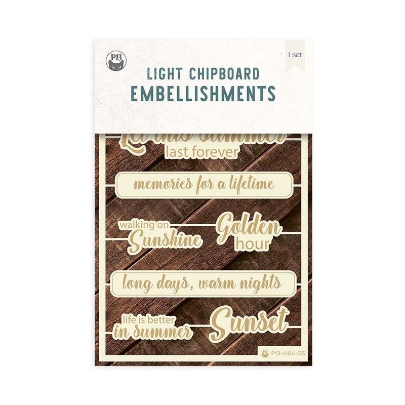 P13 Light Chipboard Embellishments 4x6" - Assorted