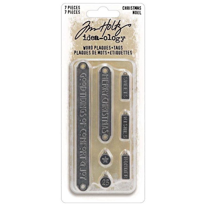 Tim Holtz Idea-ology Christmas 2024 Word Plaques + Tags 7/pkg