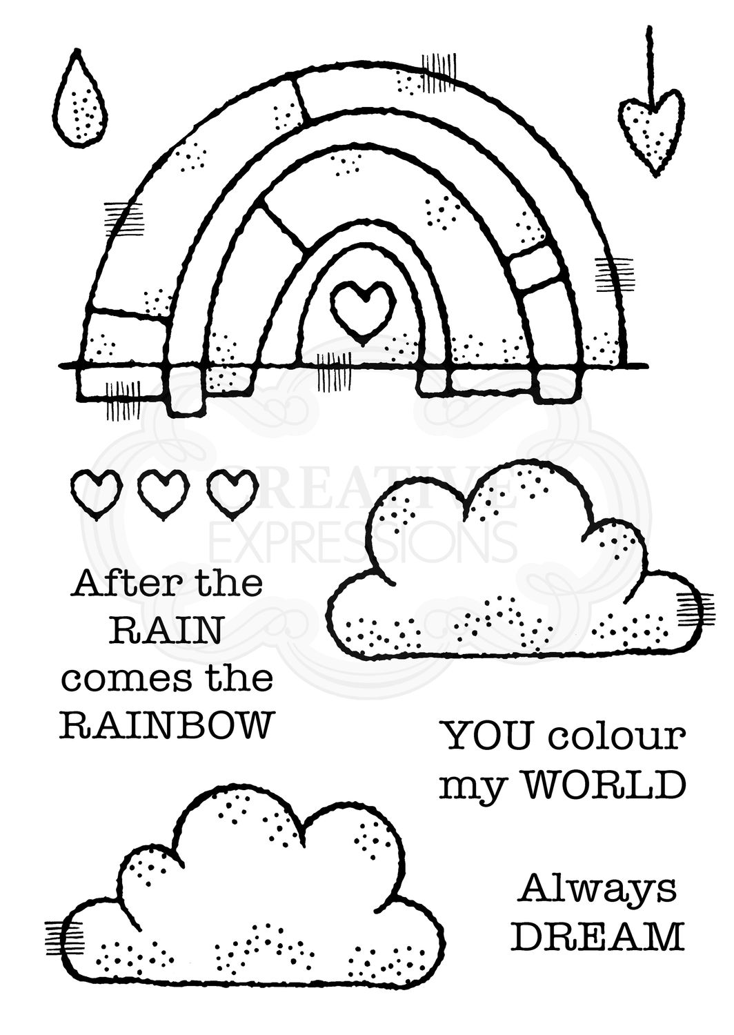 Woodware Craft Clear Stamp 4&quot;x6&quot; Rainbow World