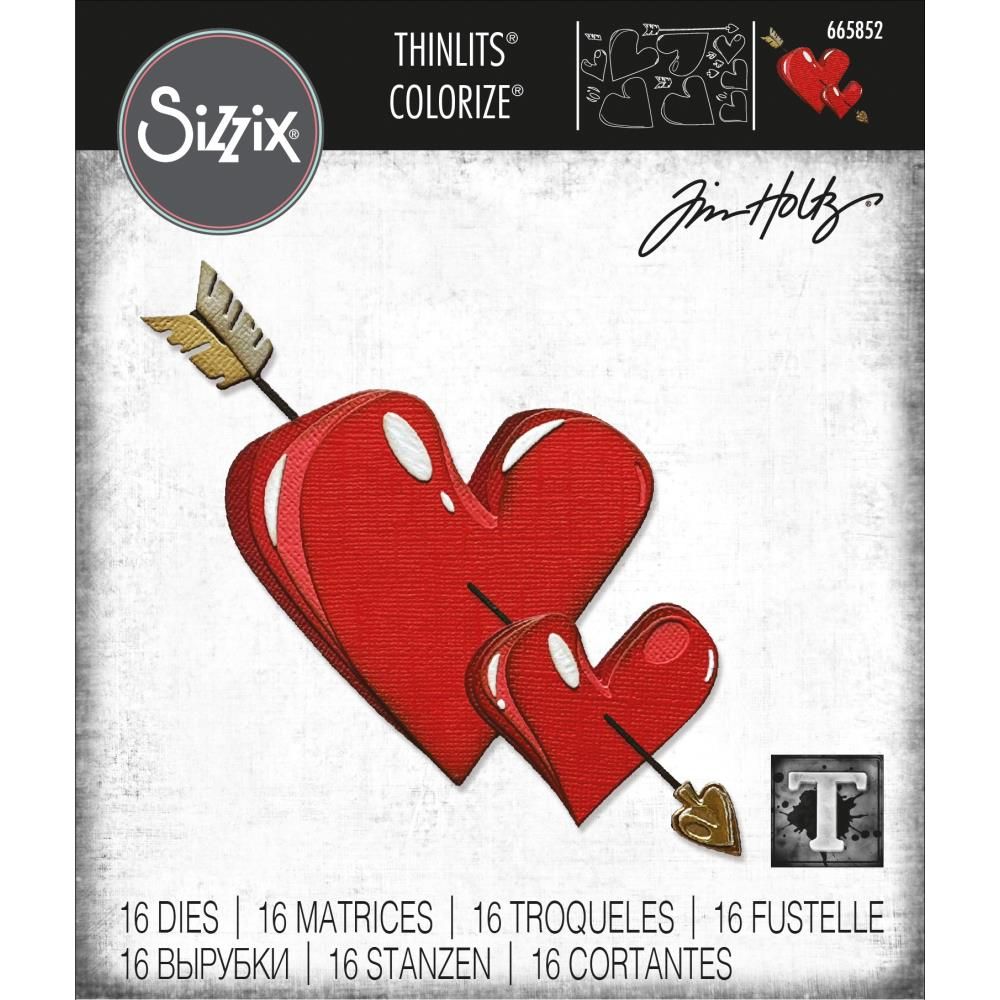 Tim Holtz Sizzix Thinlits Die Colorize Lovestruck 16/pkg