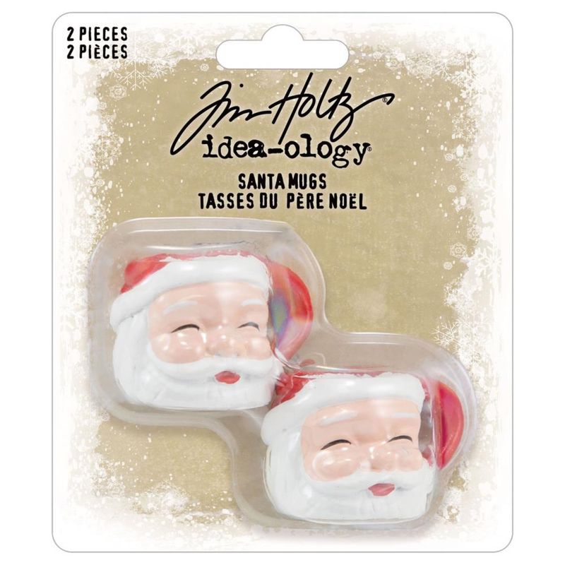 Tim Holtz Idea-ology Christmas 2024 Santa Mugs 2/pkg