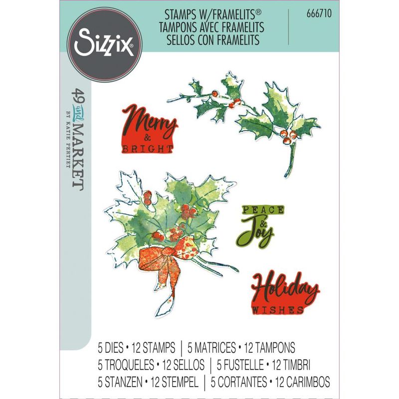 49 and Market Stamps with Framelits - Pencil Line Holly