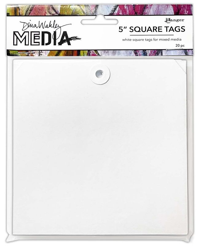 Dina Wakley MEdia Square Tags With Reinforced Holes - Assorted
