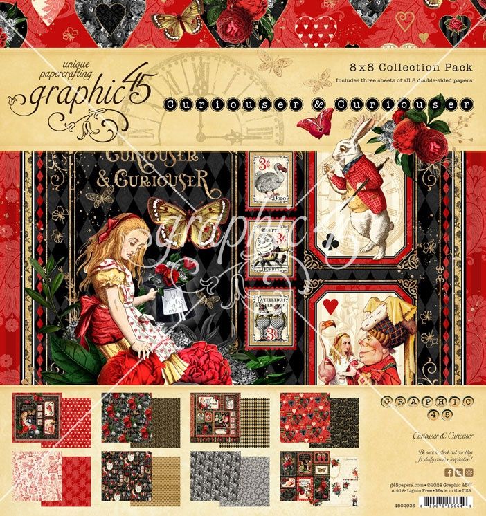 Graphic 45 Curiouser &amp; Curiouser Collection Pack 8&quot;X8&quot;