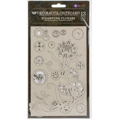Finnabair Decorative Chipboard Steampunk Flowers 13/Pkg