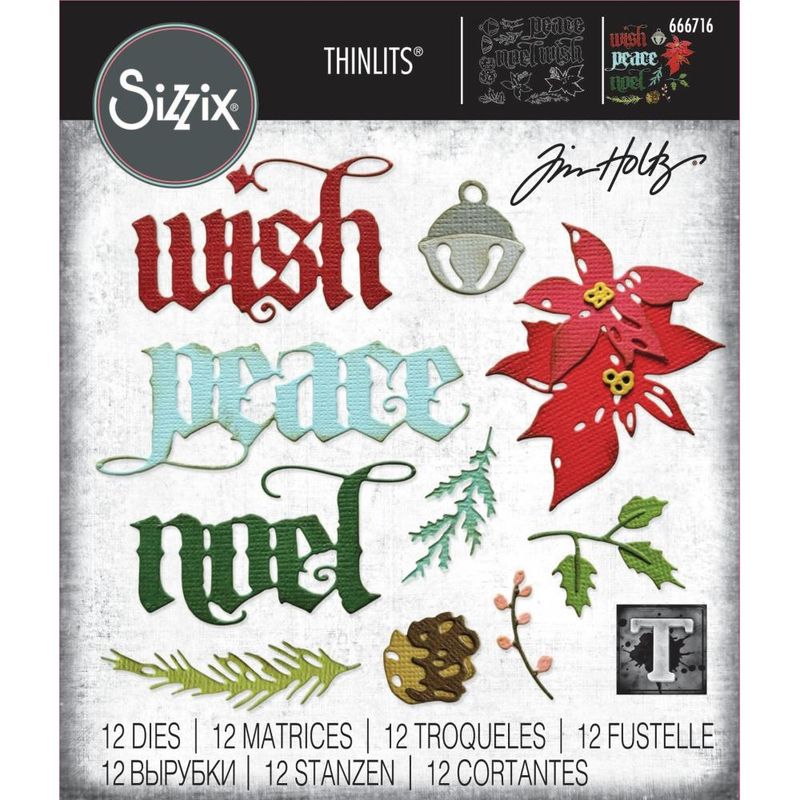 Tim Holtz Sizzix Thinlits Die Vault Holiday Classic 12/pkg