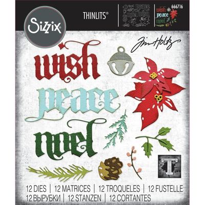 Tim Holtz Sizzix Thinlits Die Vault Holiday Classic 12/pkg