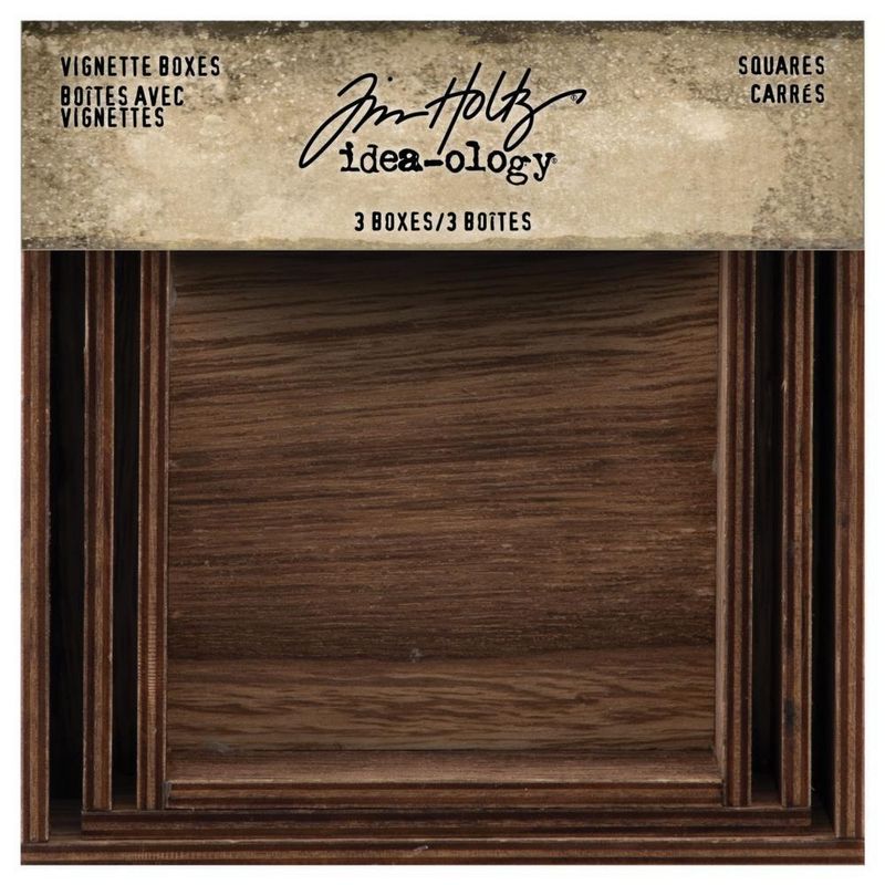 Tim Holtz Idea-ology Wooden Vignette Boxes 3/Pkg Squares