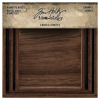 Tim Holtz Idea-ology Wooden Vignette Boxes 3/Pkg Squares