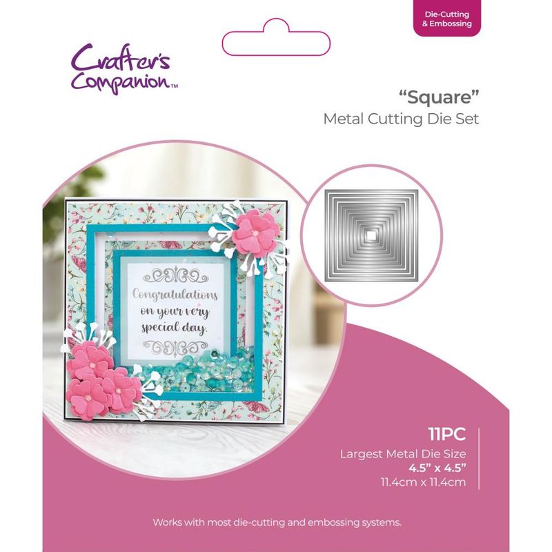 Crafter&#39;s Companion Square Metal Cutting Nesting Die Set 11/pkg