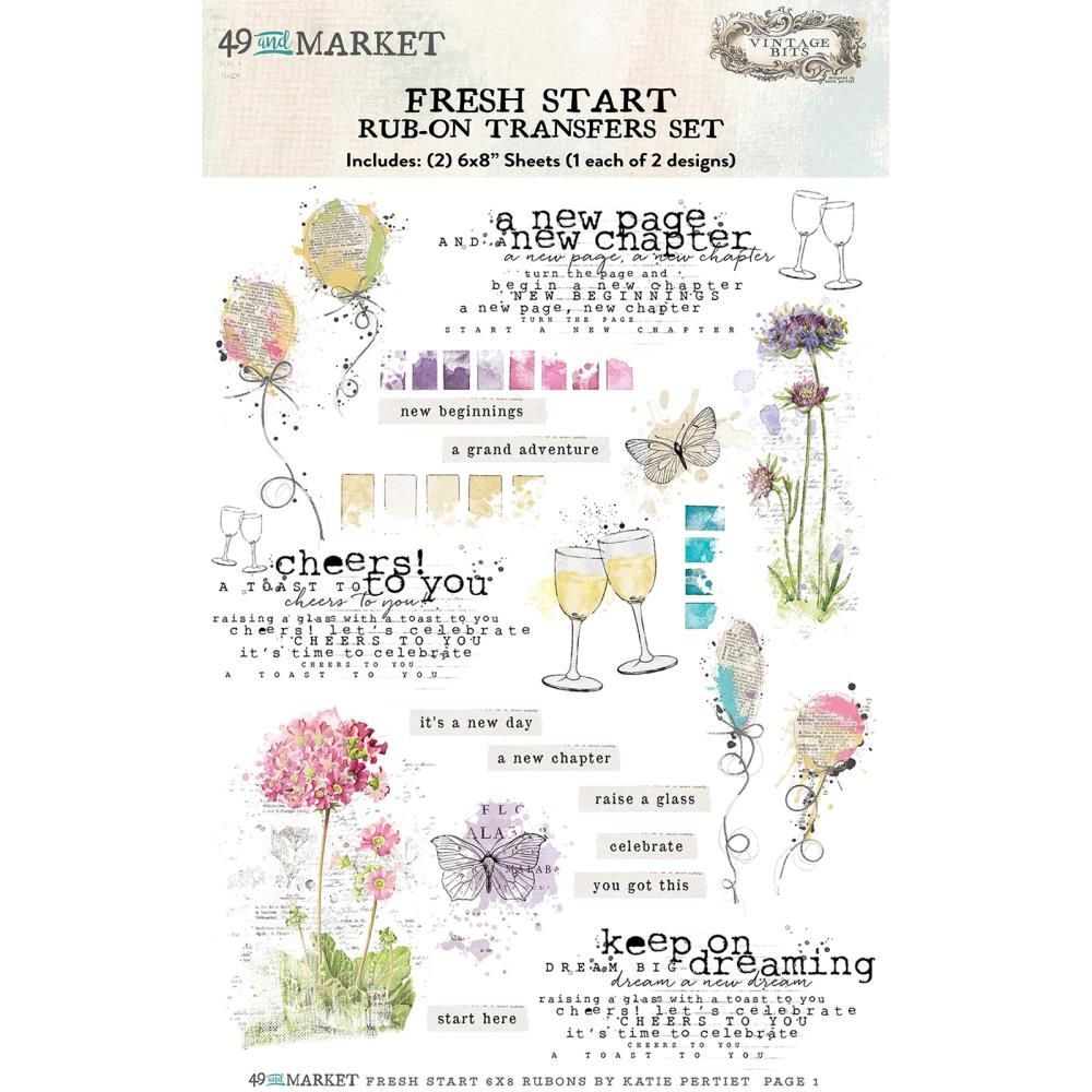 49 and Market Vintage Bits Rub-on Transfers - Fresh Start