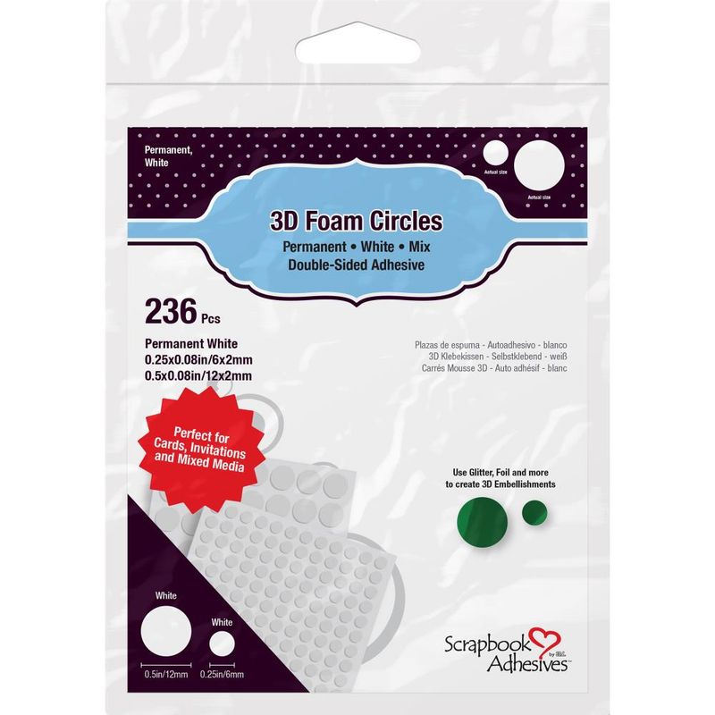 Scrapbook Adhesives 3D Foam Circles Mix White 236/pkg