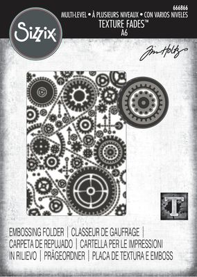 Tim Holtz Sizzix Multi-level Texture Fades A6 Embossing Folder - Vault Gears 666866