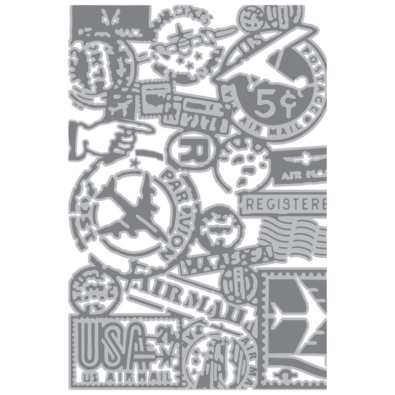 Tim Holtz Sizzix Multi-level Texture Fades A6 Embossing Folder - Vault Airmail 666869