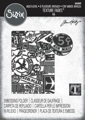 Tim Holtz Sizzix Multi-level Texture Fades A6 Embossing Folder - Vault Airmail 666869