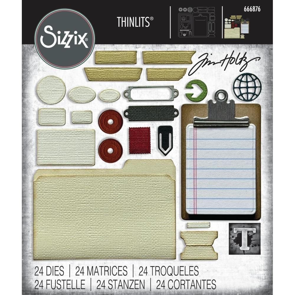 Tim Holtz Sizzix Thinlits Die Vault Noteworthy 24/pkg