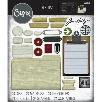 Tim Holtz Sizzix Thinlits Die Vault Noteworthy 24/pkg