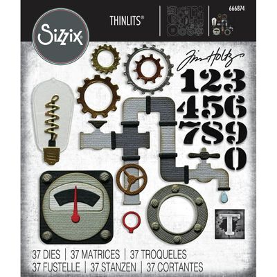 Tim Holtz Sizzix Thinlits Die Vault Industrial 37/pkg