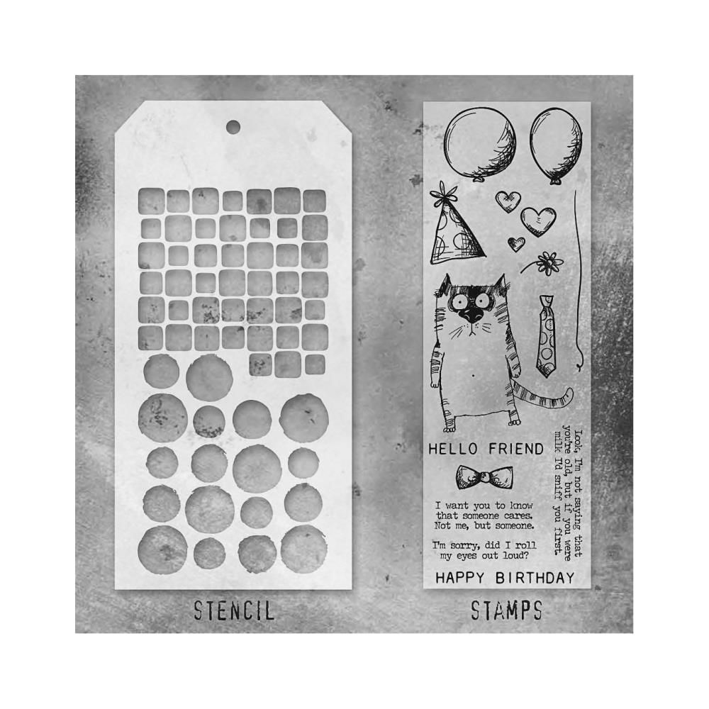 Tim Holtz Layering Stencil and Stamp Set - Assorted