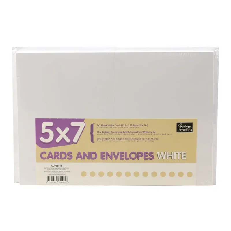 Couture Creations Cards and Envelopes White 50/pkg