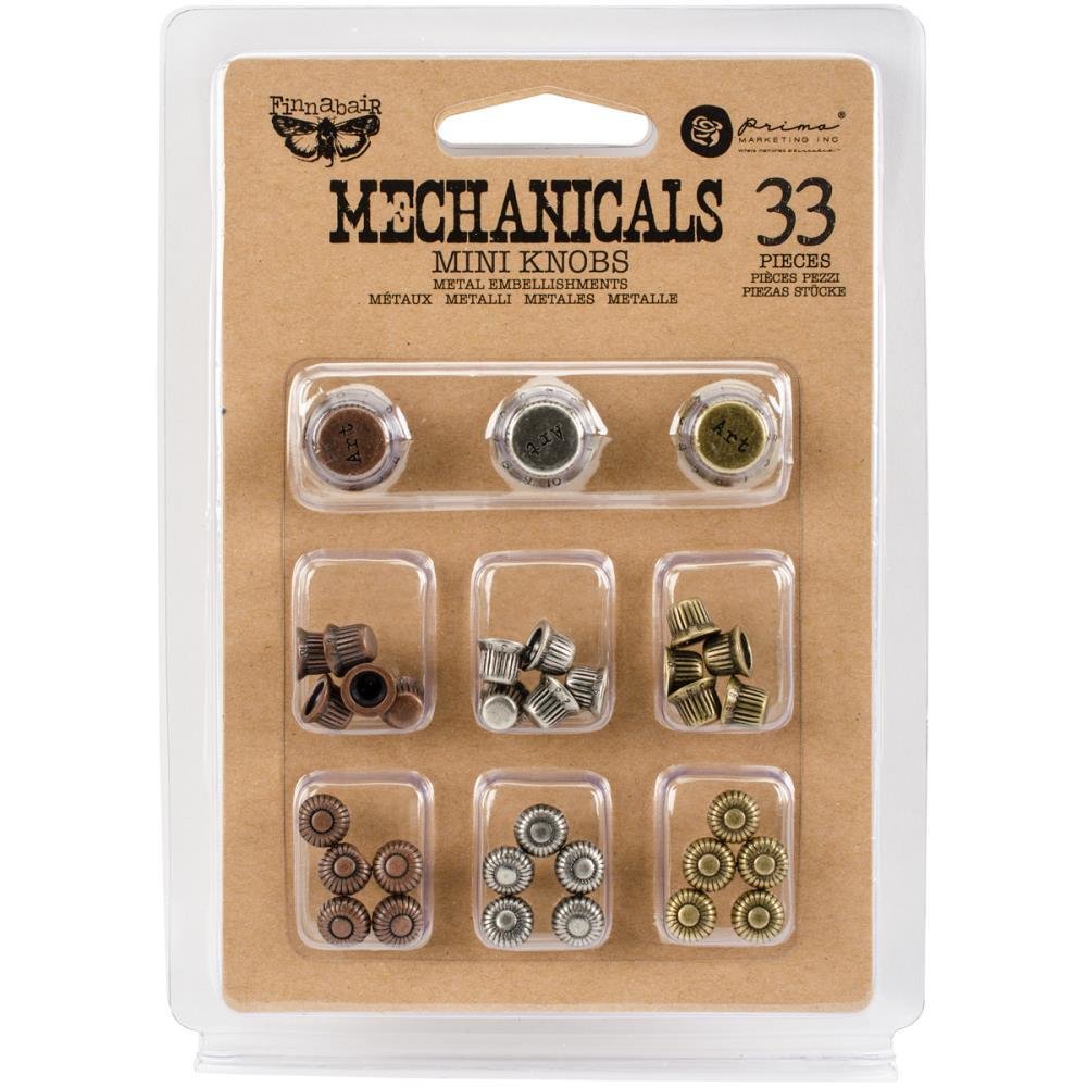 Finnabair Mechanicals Metal Embellishments - Assorted, Style: Mini Knobs 33/Pkg
